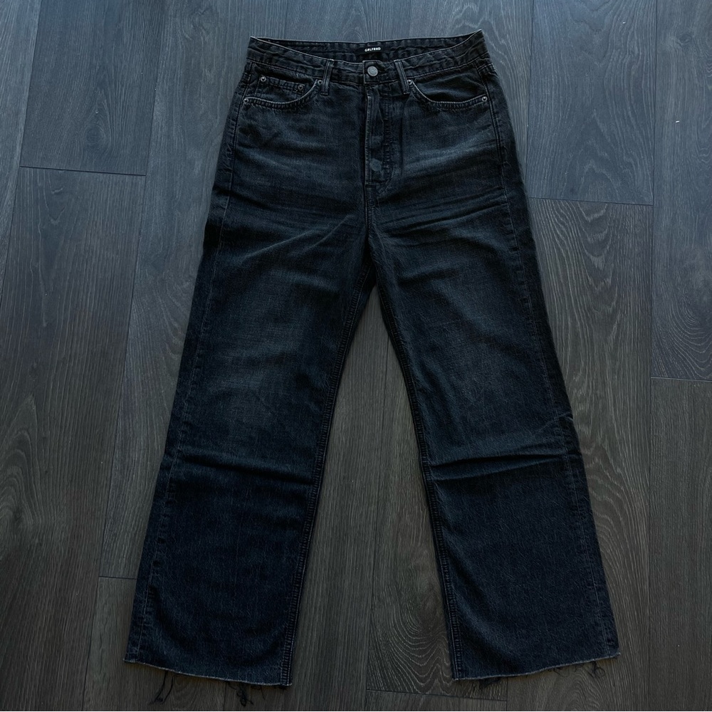 GRLFRND Cropped Denim in Charcoal, Raw Hems, Very soft and Lightweight, Size 27